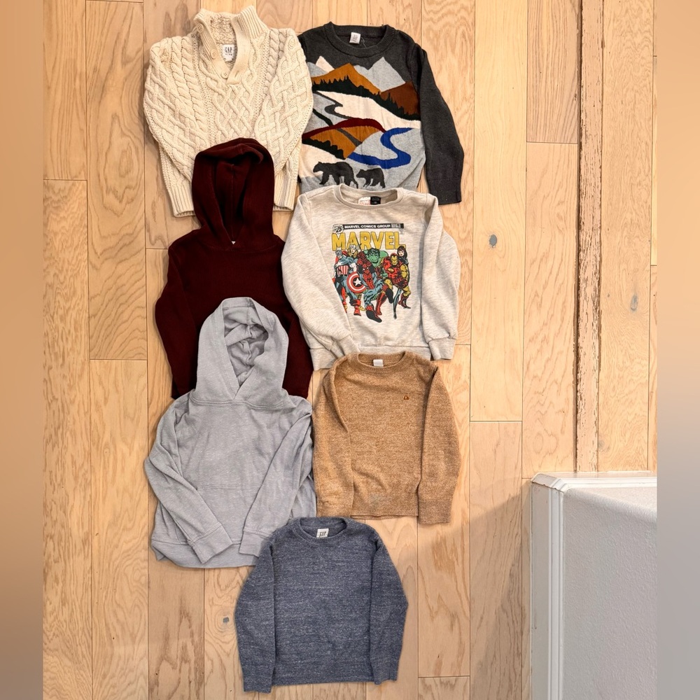 Gap Kids Boy Gray Cable Knit Sweater LOT Size 5 and 5/6